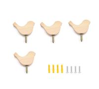 0XBIT 4 Pezzi Appendiabiti da Parete Legno, Gancio Appendiabiti per Legno, Gancio a Muro in Legno, Forma di Uccello Ganci Appendiabiti, Utilizzato per Appendere Vestiti, Cappotti, Cappelli