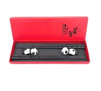 0XBIT Bacchette Cinesi, 2 Pezzi Personalizzati Chopsticks, Riutilizzabile Bacchette Sushi, Viene Fornito con 2 Porta Bacchette Ceramica Panda, Stoviglie Stile Cinese, per Casa, Ristorante Regalo