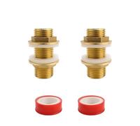 0XBIT Boccola Serbatoio, 2 Pezzi 1/2 Pollice Raccordo Serbatoio Acqua in Ottone, Connettore Serbatoio Acqua con Guarnizione in Silicone e Nastro Grezzo, per Serbatoi Dell'acqua e Torri Dell'acqua