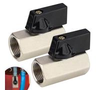 0XBIT Femmina Mini Valvola a Sfera, 2 Pezzi Valvola a Sfera Ottone 3/8 Pollici, Nichelato Valvola di Stop, per Tubi da Giardino e Rubinetti del Bagno