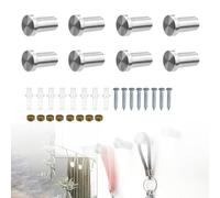 0XBIT Ganci Appendiabiti, 8 Pezzi Ganci Accappatoio Bagno in Argento, Ganci Appendini da Muro in Acciaio Inossidabile, con Accessori di Montaggio, per Camere da Letto, Cucine e Bagni