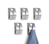 0XBIT Ganci da Parete, 5 Pezzi Ganci Autoadesivi Argento, Appendino Adesivo Acciaio Lnossidabile, Nessuna Foratura Richiesta, Design Anticollisione per Cucina, Bagno