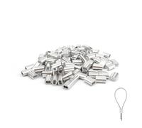 0XBIT Morsetti Cavo Acciaio, 120 Pezzi 3 mm Manicotto per Cavo di Acciaio, Morsetto Fermacavo in Alluminio, Adatto per Cavi in Acciaio Funi Metalliche Stendibiancheria