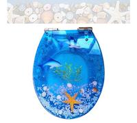 0XBIT Sedile WC, Copriwater Universali O/U/V Forma Universale Copri Water Tavolette Coperchio Water, Muto Tavoletta WC Bagno in Resina Antibatterico