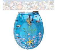 0XBIT Sedile WC, Copriwater Universali O/U/V Forma Universale Copri Water Tavolette Coperchio Water, Muto Tavoletta WC Bagno in Resina Antibatterico