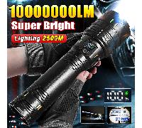 1.000.000 LM Torcia LED ricaricabile più potente al mondo, con porta di ricarica di tipo C. Torcia tattica super luminosa, a lungo raggio, impermeabile, con funzione zoom, adatta per pesca, caccia, es