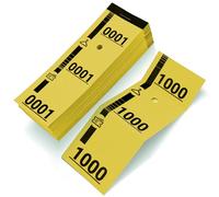 1.000 biglietti gialli per guardaroba, numerati da 1 a 1000, perforati e rimovibili in tre parti, ideali per ricevimenti, balli, tombola, presse, sartoria, calzolaio, 5 x 14 cm