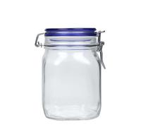 1.000 ml barattolo con chiusura a gancio 'Fido' Blue Top, quadrato, bocca: chiusura a gancio