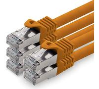 1,0m - arancione - 5 pezzi - CAT.7 Cavi di Rete ( Set ) CAT7 - 10000 MBit/s S-FTP doppia schermatura PIMF 600MHz 4x2xAWG26 / 7 CU rame non contiene alogeni compatibile con CAT5e CAT6 CAT 6a Cat8