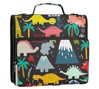 1 1/2 Pollici 3 Anelli Raccoglitori D Anello Dinosauri Colorati Carino Zip Raccoglitore Organizzatore Scuola Raccoglitore Borsa con Tracolla Portfolio Personalizzato & Caso Anello Cartella Titolare