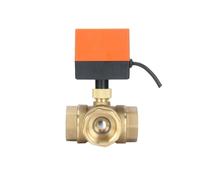 1-1/2" Three Way Motorized Brass Ball Valve 220V/12V/24V 3-Wire 2 Point Control Electric Ball Valve(24VAC)