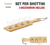 1/10/20pz SET SHOTTINI VASSOIO TAGLIERE 4 BICCHIERINI 30ml VETRO SHOT CICCHETTO