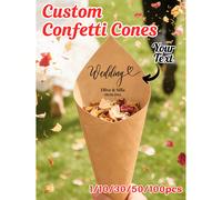1/10/30/50/100 pezzi Modelli di coni spray floreali personalizzabili - Coni spray modificabili e stampabili per il lancio di riso, petali di fiori e coriandoli ai matrimoni. Ottimi per uscite di matri