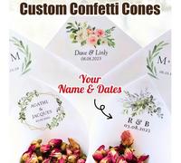 1/10/30/50/100 pezzi Modello di cono di coriandoli personalizzabile - Coni da lancio per matrimoni stampabili per riso, petali, coriandoli, decorazione fai-da-te per la recessione del matrimonio, rega