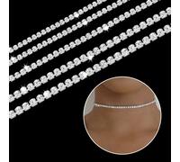 1/10 Metro Catena Corda Strass Orlo Strass Argento Cristallo Collana Cucito