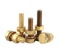 1-10 set Ottone Esterno Bullone Esagonale Vite Dado Rondella Piatta Rondella Elastica Combinazione Viti di Macchina Rame DIN933 M3 M4 M5 M6 M8 M10 M12(20mm,M4 (10Set))