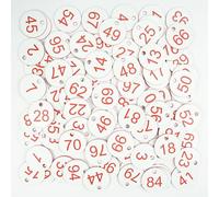 1-100 Rotond Numerate in Plastica con Foro, 1.5mm Etichette Numerate incise in Plastica, Targhette con Numero Identificativo Impermeabili, Senza Portachiavi, per Hotel Armadietti Delle Chiav(Bianco)