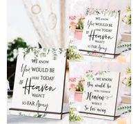 1/100 Set disponibili, 2 pezzi/set di decorazioni da tavolo in legno per matrimoni "Sappiamo che saresti qui oggi se il paradiso non fosse così lontano", adatto come regalo di nozze, segno per anniver