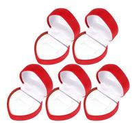 1/10pcs Velluto Rosso A Forma Di Cuore Contenitore Monili Anello Caso Orecchino Display Custodie Scatole Titolare Organizzatore Gioielli Cerimonia Nuziale Per Matrimonio,Proposta(5pcs)