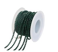 1/10Yard Rhinestone Chain Glitter Crystal Sew On Glue On Rhinestones for Clothes DIY Garment Accessories Trim Cup Chain(Emerald,10 YARDS_SS8 2.5MM)