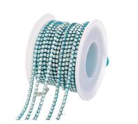 1/10Yard Rhinestone Chain Glitter Crystal Sew On Glue On Rhinestones for Clothes DIY Garment Accessories Trim Cup Chain(Aquamarine Crystal,10 YARDS_SS6 2MM)