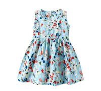1-11 Anni Vestito Bambina Senza Manica Stampa Carino Cotone Abiti Elegante Ragazza Estiva Bambine Abiti Girocollo Bambina Abito da Principessa per la Festa