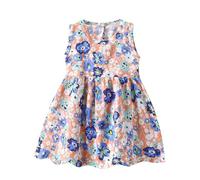 1-11 Anni Vestito Bambina Senza Manica Stampa Carino Cotone Abiti Elegante Ragazza Estiva Bambine Abiti Girocollo Bambina Abito da Principessa per la Festa