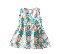 1-11 Anni Vestito Bambina Senza Manica Stampa Carino Cotone Abiti Elegante Ragazza Estiva Bambine Abiti Girocollo Bambina Abito da Principessa per la Festa