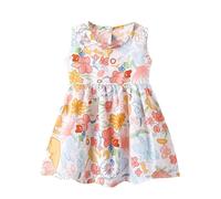1-11 Anni Vestito Bambina Senza Manica Stampa Carino Cotone Abiti Elegante Ragazza Estiva Bambine Abiti Girocollo Bambina Abito da Principessa per la Festa