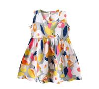 1-11 Anni Vestito Bambina Senza Manica Stampa Carino Cotone Abiti Elegante Ragazza Estiva Bambine Abiti Girocollo Bambina Abito da Principessa per la Festa