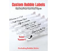 1/12/24/36/48/60/72 pezzi Etichette per bolle di sapone per matrimonio (solo etichette) - Etichette personalizzate per bomboniere, adatte per bacchette e tubi per bolle di sapone, con nomi personalizz