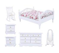 1:12 6 Pezzi Simulazione Set di Mobili per Camera da Letto Modello Casa Bambole Mobili in Miniatura Scena Vita Accessori Decorazione Giocattolo Compleanno Natale per 3 4 5 6 Anni