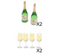 1/12 Bottiglie di Birra per Casa Delle Bambole Bicchiere Da Vino E Calice Da