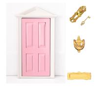 1:12 Casa Delle Bambole In Miniatura Porta A Sbalzo In Legno Con Hardware Rosa