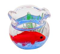 1:12 Casa delle Bambole Miniature Fish Bowl Handmade Miniature Fish Tank Accessori Rosso, 2x2cm