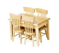 1/12 Dolls Casa Mobili Tavolo da pranzo in legno 4 Sedia Play Set stile 5pz