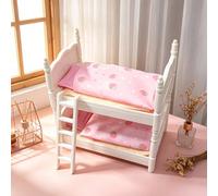 1:12 Letto a castello bianco a doppio strato per casa delle bambole, modello di letto doppio rosa vintage, arredamento in stile principessa per camera da letto in miniatura, adatto per decorazione di 