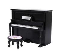 1:12 Mini Giocattolo Pianoforte Verticale Giocattoli Modello Pianoforte Verticale con Stool Decorazione Mobili Simulazione Accessori per Casa delle Bambole Compleanno Natale