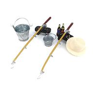 1/12 Miniatura Canna Da Pesca Cappello Secchio Sgabello Modello Per Bambola Scena Di Vita Per La Casa Di Bambola Decorazione Accories