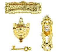 1:12 Miniatura Oro Serratura Porta Set di Porta In Lega retrò Casa in Miniatura Blocco Porta Casa delle bambole Mobili Accessori per la decorazione della Casa delle BamboleDurabilità