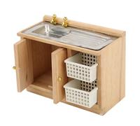 1:12 Miniatura per casa delle bambole, Set da gioco per la cucina Set per armadietto per lavello da cucina in legno Accessori per la fattoria delle bambole Kit di arredamento
