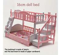 1:12 Mobili da letto a castello rosa per casa delle bambole, con letto a castello doppio e scala, accessori per bambole di 6,3 pollici, mini scena domestica, regalo fai da te per compleanni e Capodann