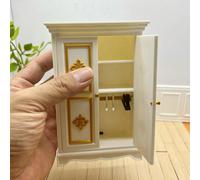 1:12 Scala Armadio in Miniatura, Armadio a Due Ante, Modello di Armadio Realistico, Armadio Apribile, Grucce in Miniatura, Mini Decorazione per la Casa, Accessori per Fotografia di Scene in Micro, Mod