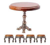 1:12 Scala Dettagliato Tavolo Rotondo Con 4 Sedie Set Da Pranzo Miniatura Soggiorno Mobili In Lega Legno Design Scena In Miniatura Tavolo Artigianale