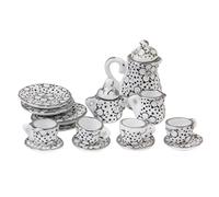 1:12 Scala Dollhouse Miniature Dining Ware Porcellana Tea Set 15pcs Daisy Pattern