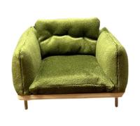 1/12 Scala Dollhouse Miniature Poltrona Legno Panno Divano Modello 10 x 8 x 6,5 cm Soggiorno Scena Decorazione- Verde