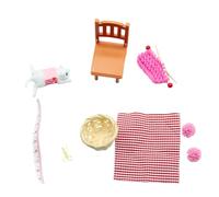 1/12 Scala Knitting Scene Decor con Gattino giocoso e Colore casuale Miniature Accessorio Sorpresa Dollhouses Maglione Variazioni