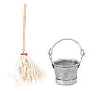 1:12 Scale Miniature Mop & Bucket Set Dollhouse Cleaning Accessory | Complete Mop and Bucket Set, Quality Material, for 1:12 Dollhouse Room Decor