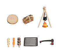 1/12 Set di scene da campeggio in miniatura con teglia per casa delle bambole picnic all'aperto accessori per scene e giochi di ruolo per bambini Set da cucina in miniatura