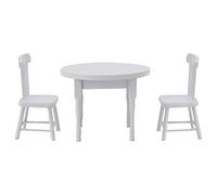 1:12 Tavolo da pranzo in miniatura bianco in legno e due sedie Set di mobili da cucina Accessori per casa delle bambole 3 pezzi/set di ornamenti per sedie da tavolo regali per donne uomini adulti